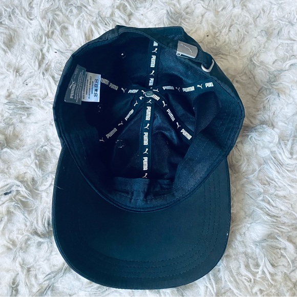 Puma Black Adult Baseball Cap Activewear Athletic Adjustable Hat White Logo - Picture 3 of 6